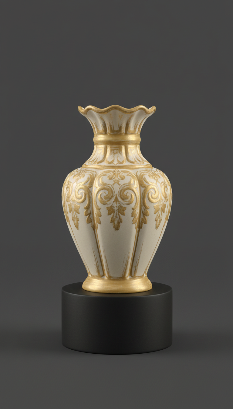 Gold-Accented Ceramic Vase