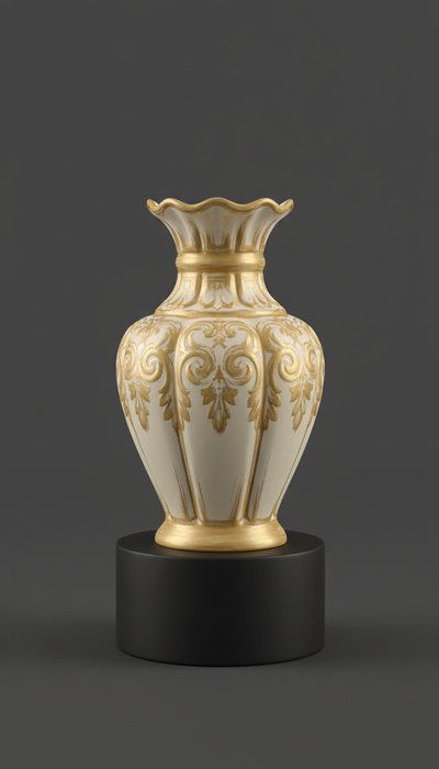 Gold-Accented Ceramic Vase