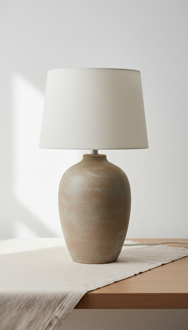 Stoneware Table Lamp with Linen Shade