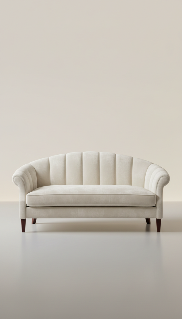 Ivory Silk Velvet Sofa