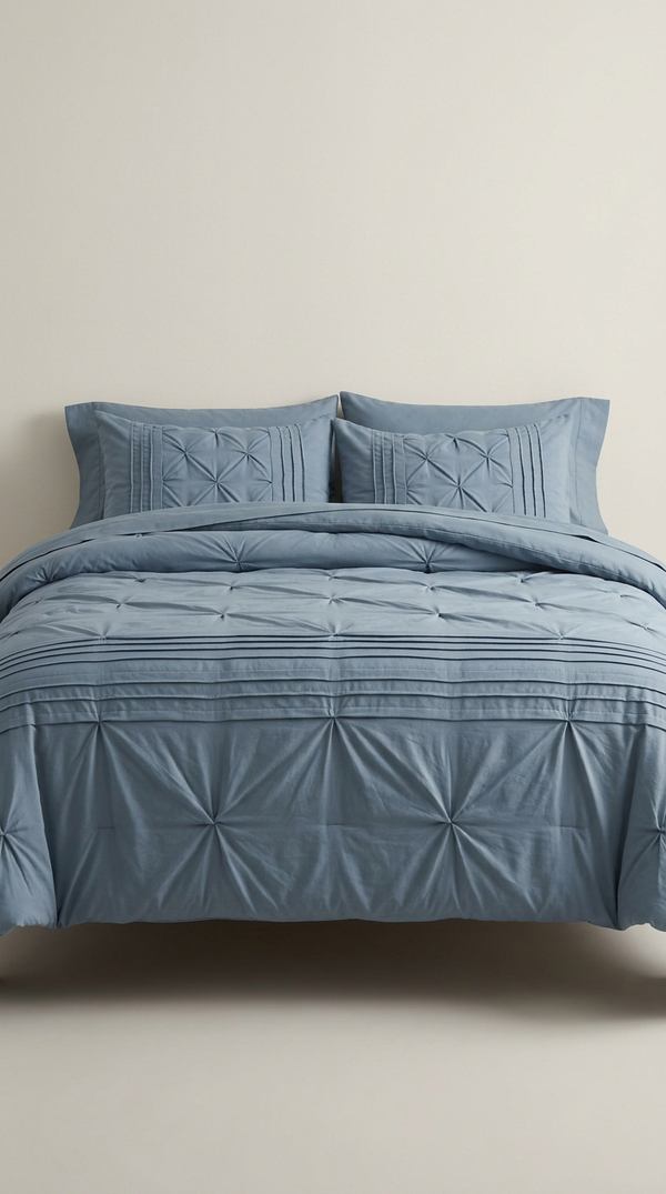 Slate Blue Pinch Pleat Comforter Set